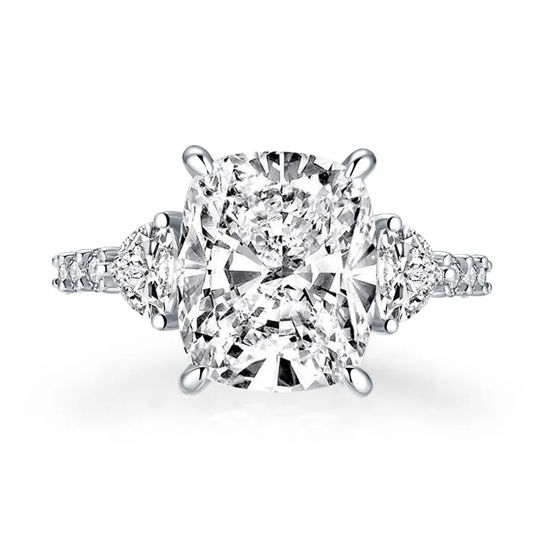 Cushion Created Diamond 3-Stone Vintage Ring