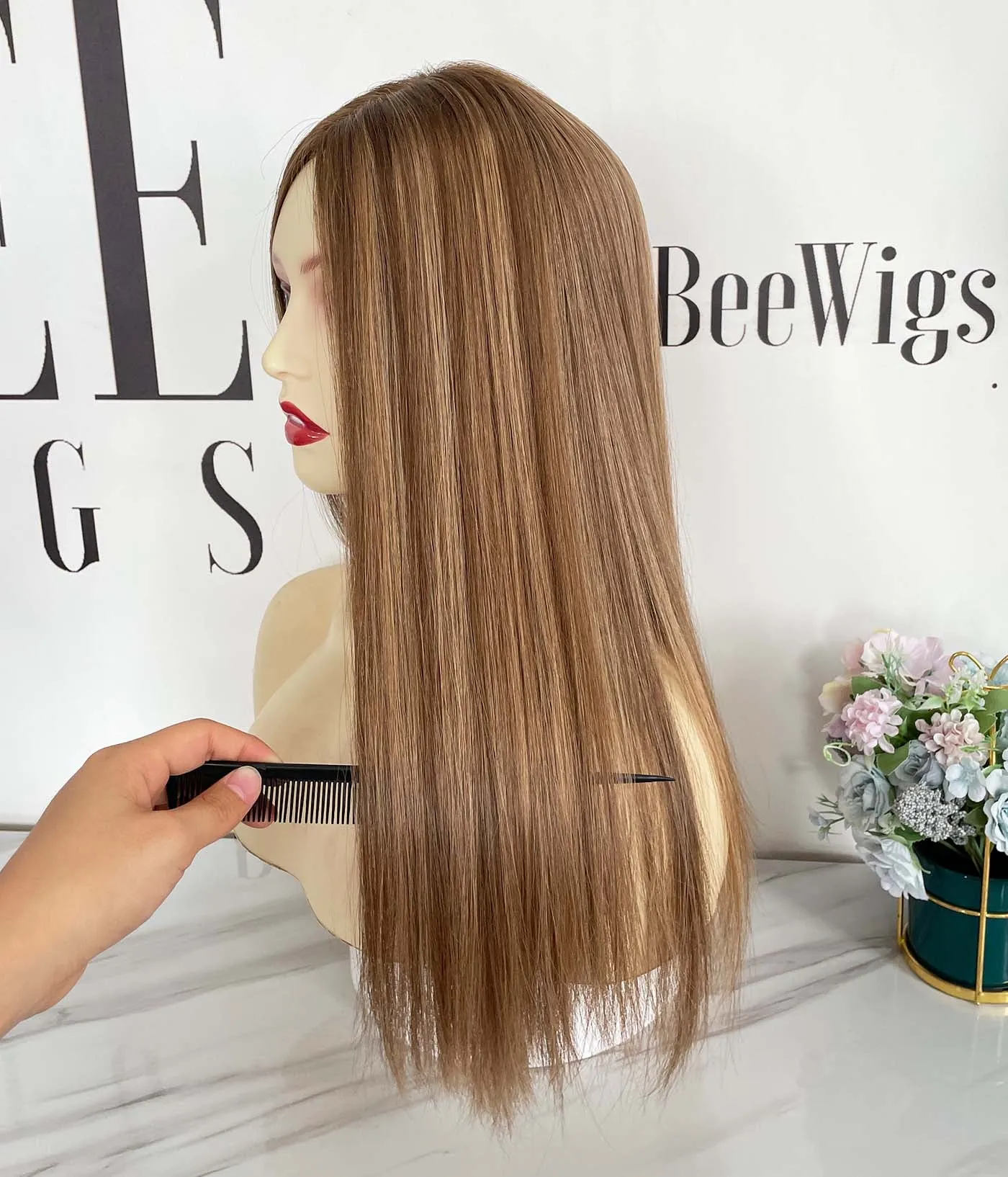Cuticles Human Hair Blonde Color With Highlights Silk Toppers - Sara