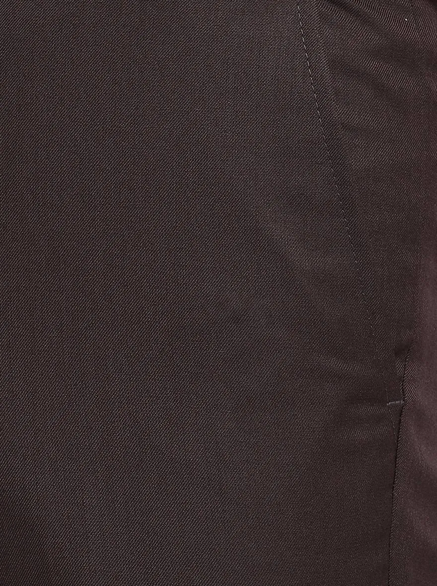 Dark Brown Solid Slim Fit Formal Trouser | Greenfibre