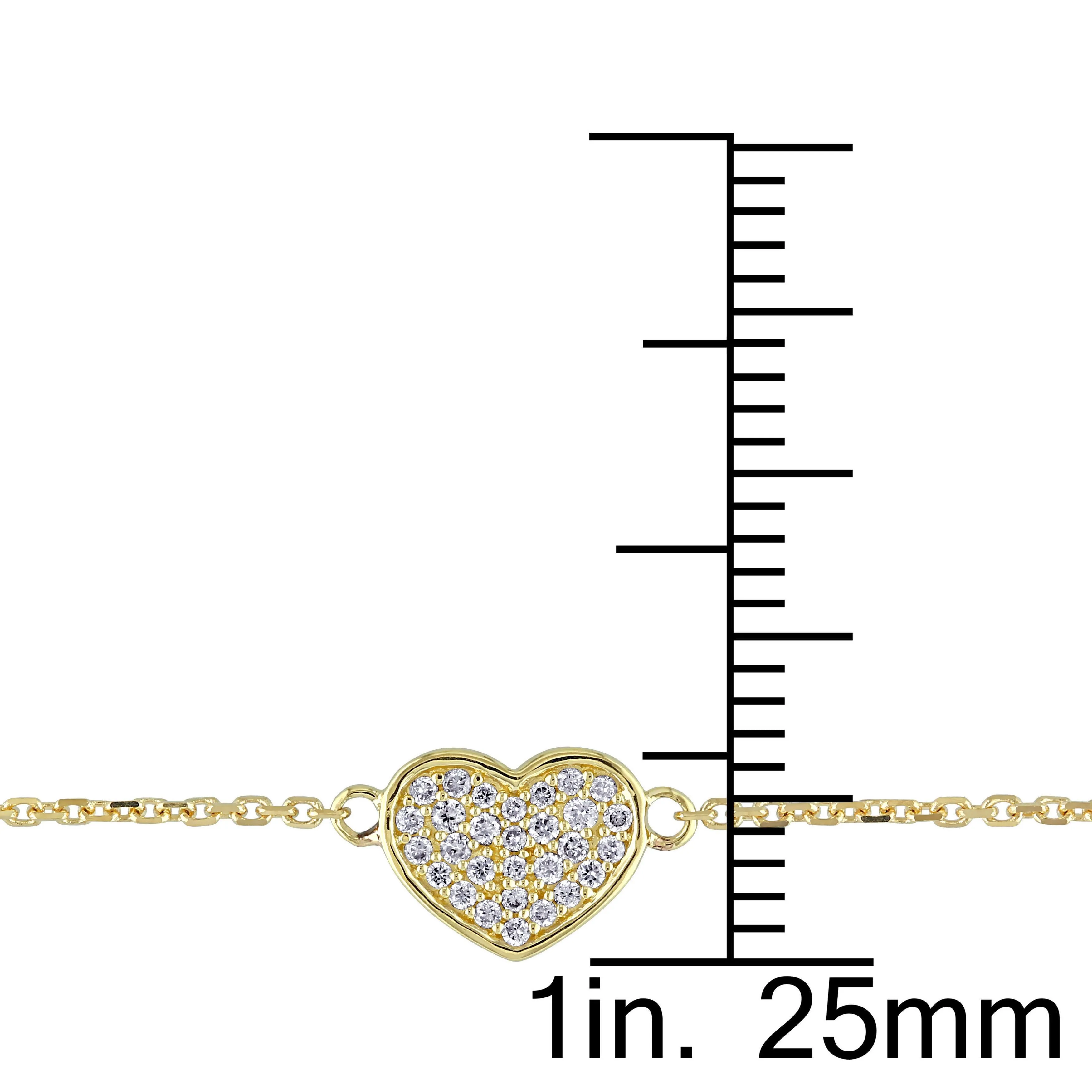 Diamond Heart 14K Yellow Gold Chain Bracelet