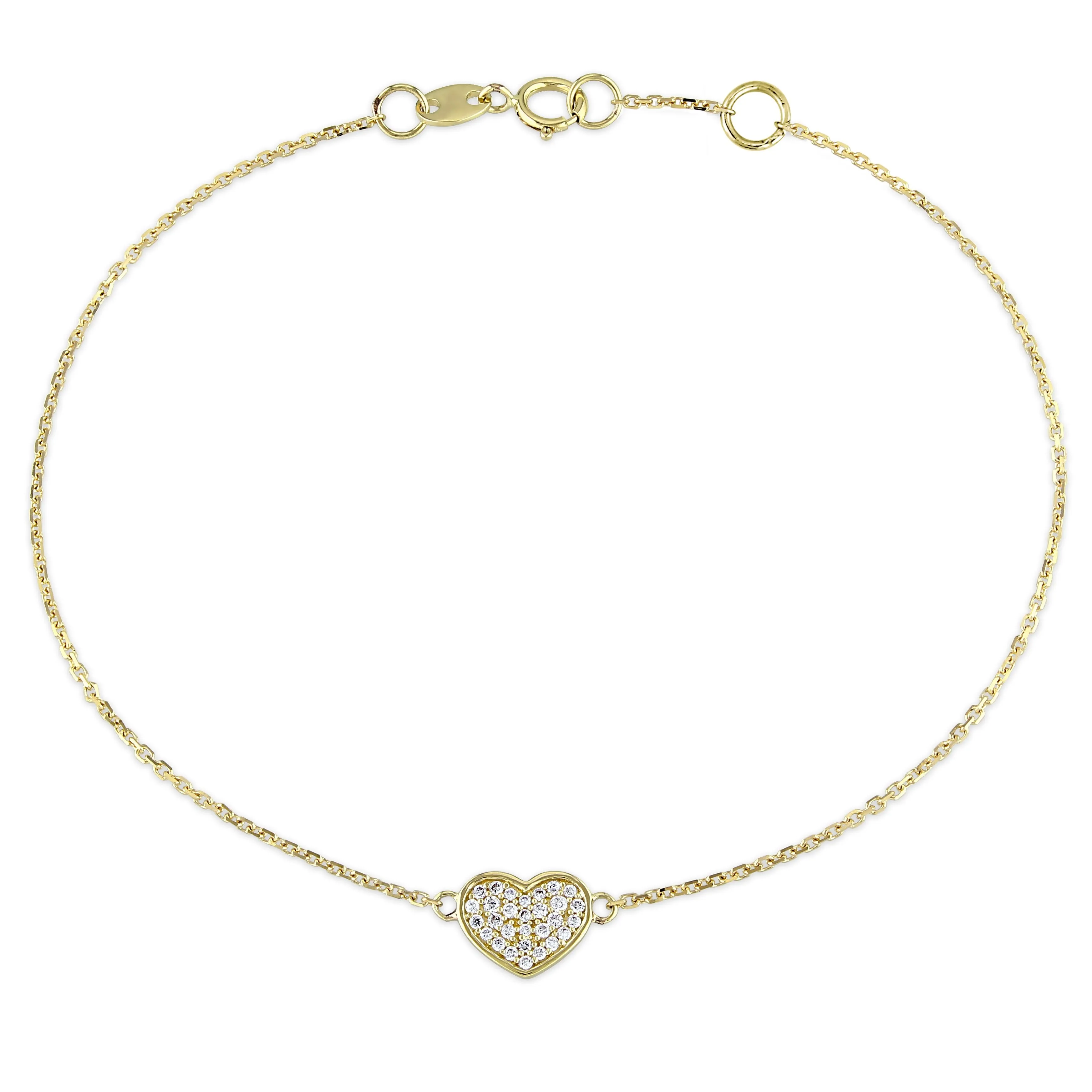 Diamond Heart 14K Yellow Gold Chain Bracelet