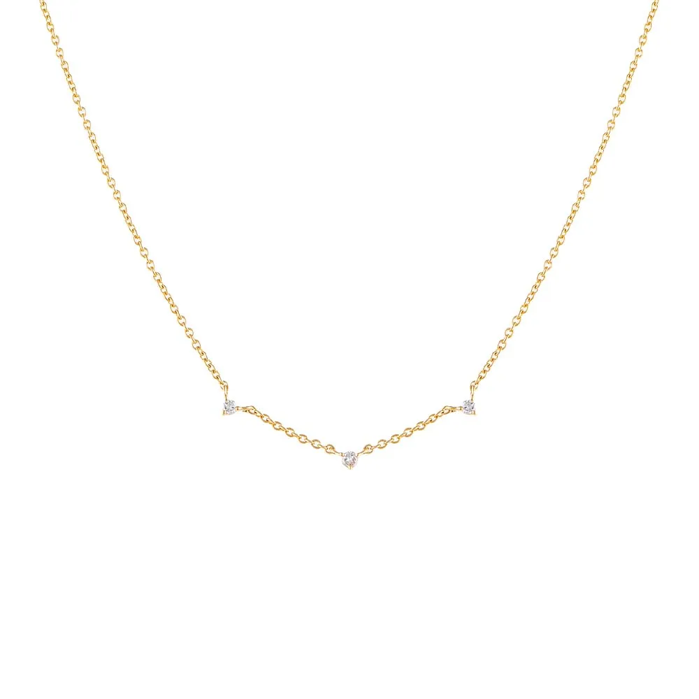Diamond Trio Solitaire Embedded Necklace 14K