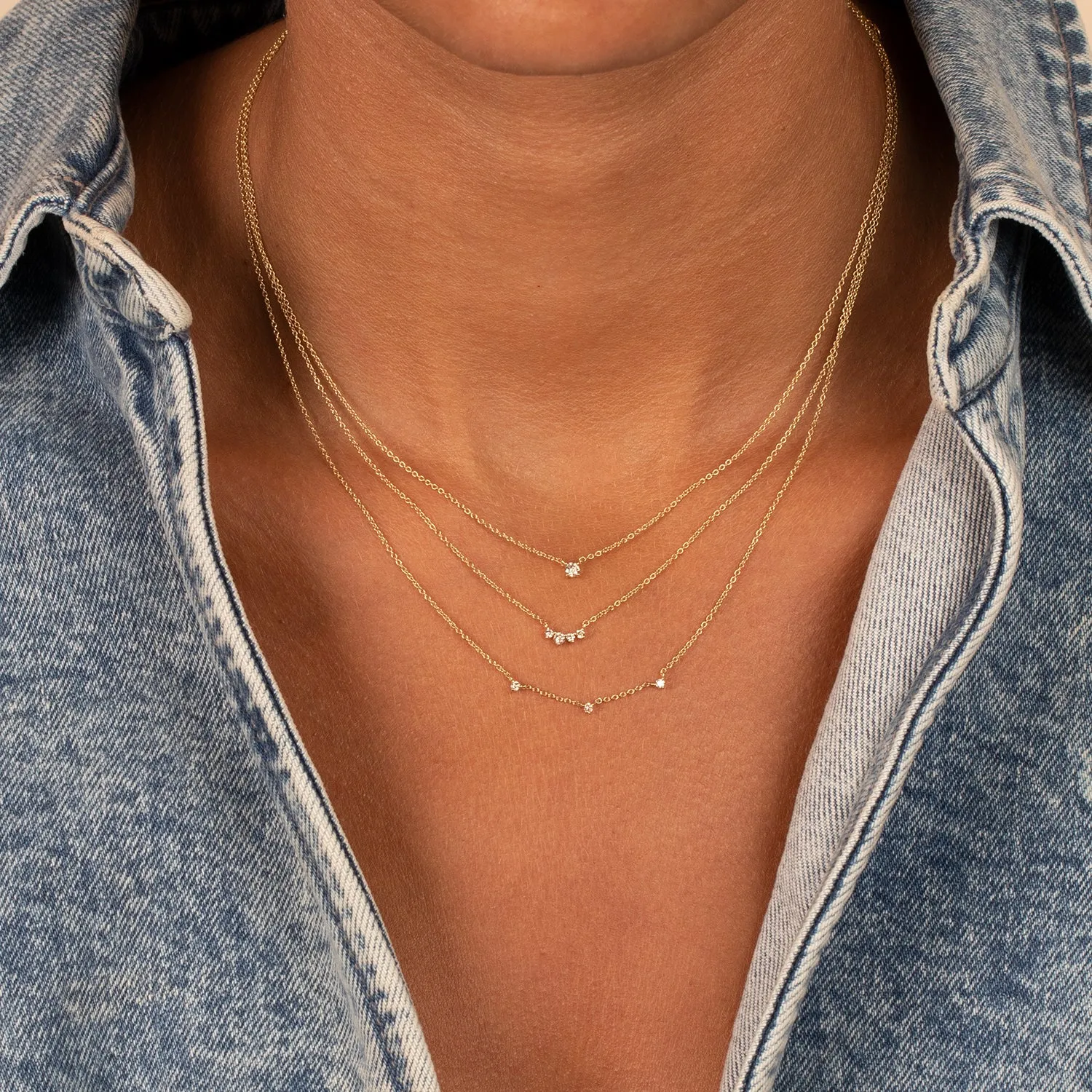 Diamond Trio Solitaire Embedded Necklace 14K