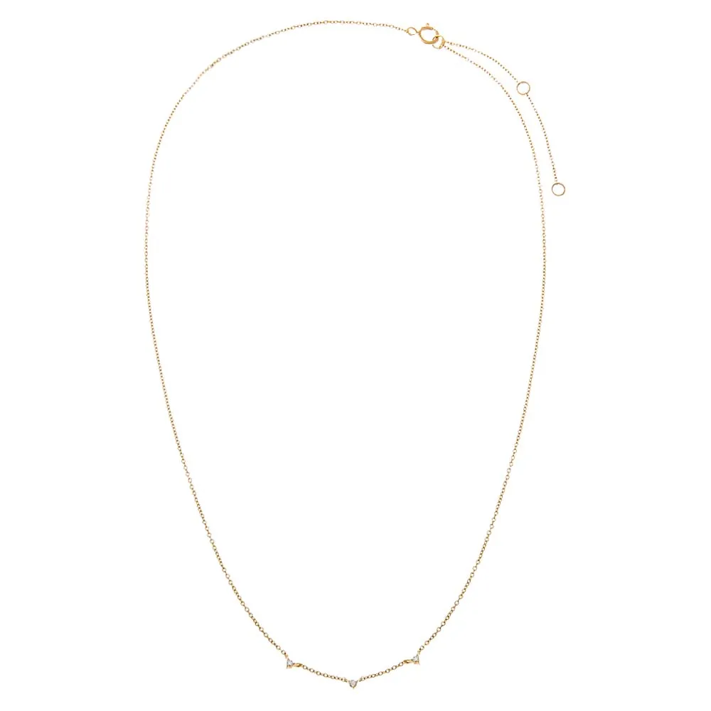 Diamond Trio Solitaire Embedded Necklace 14K