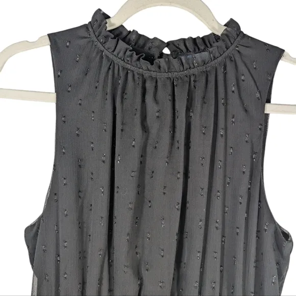Draper James RSVP Black Tiered Sheer Sleeveless Metallic Maxi Dress Size S
