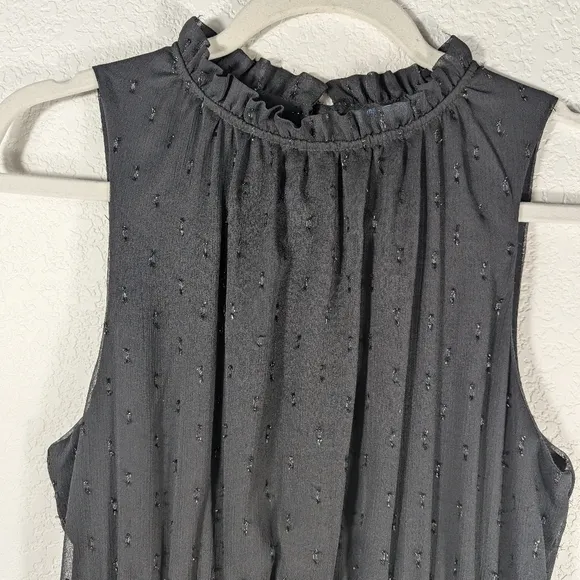 Draper James RSVP Black Tiered Sheer Sleeveless Metallic Maxi Dress Size S