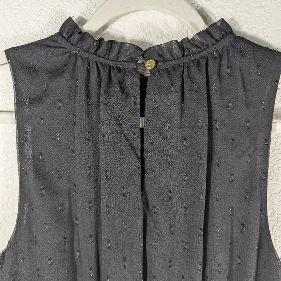 Draper James RSVP Black Tiered Sheer Sleeveless Metallic Maxi Dress Size S