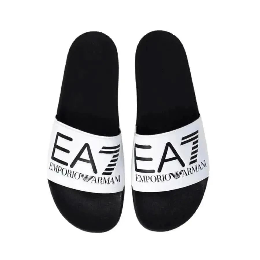 EA7 Women's White Rubber Slip-On Slippers Spring/Summer Collection