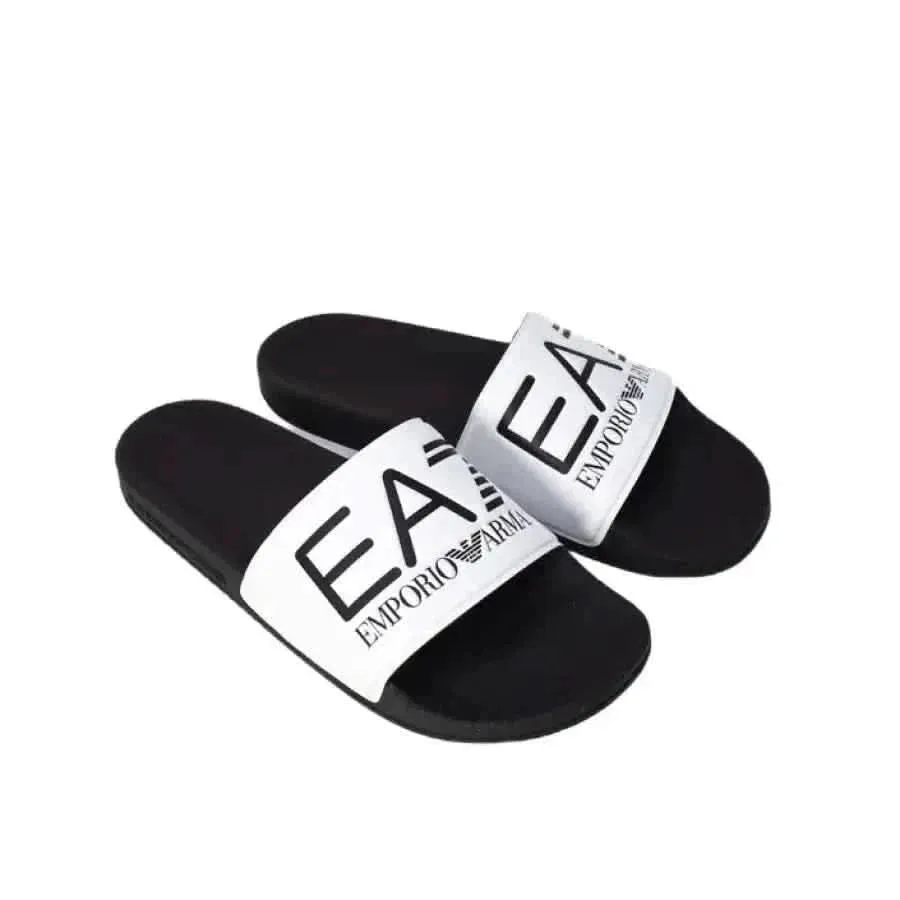 EA7 Women's White Rubber Slip-On Slippers Spring/Summer Collection