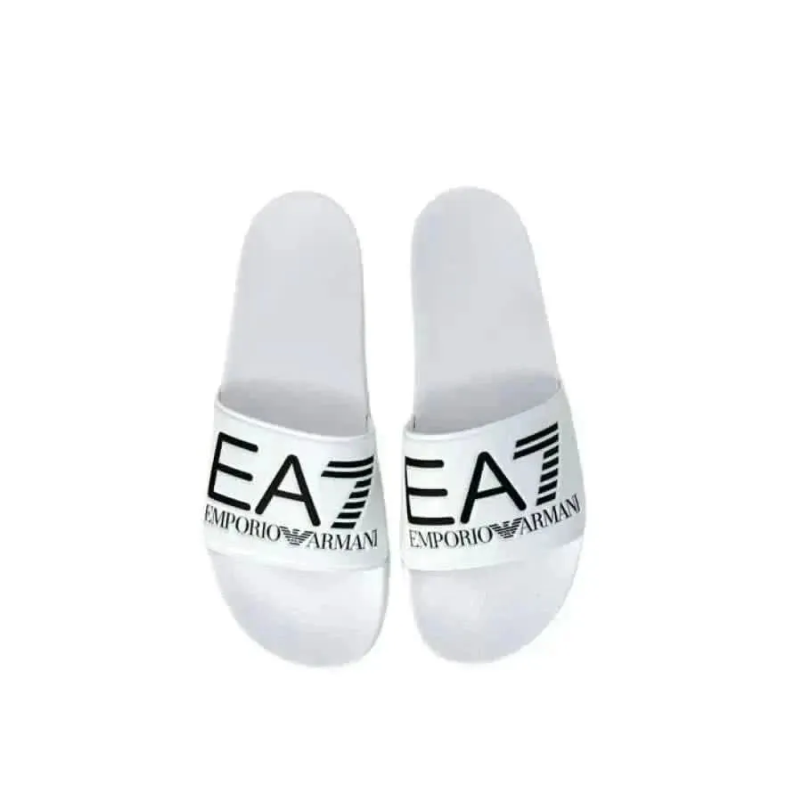 EA7 Women's White Rubber Slip-On Slippers Spring/Summer Collection