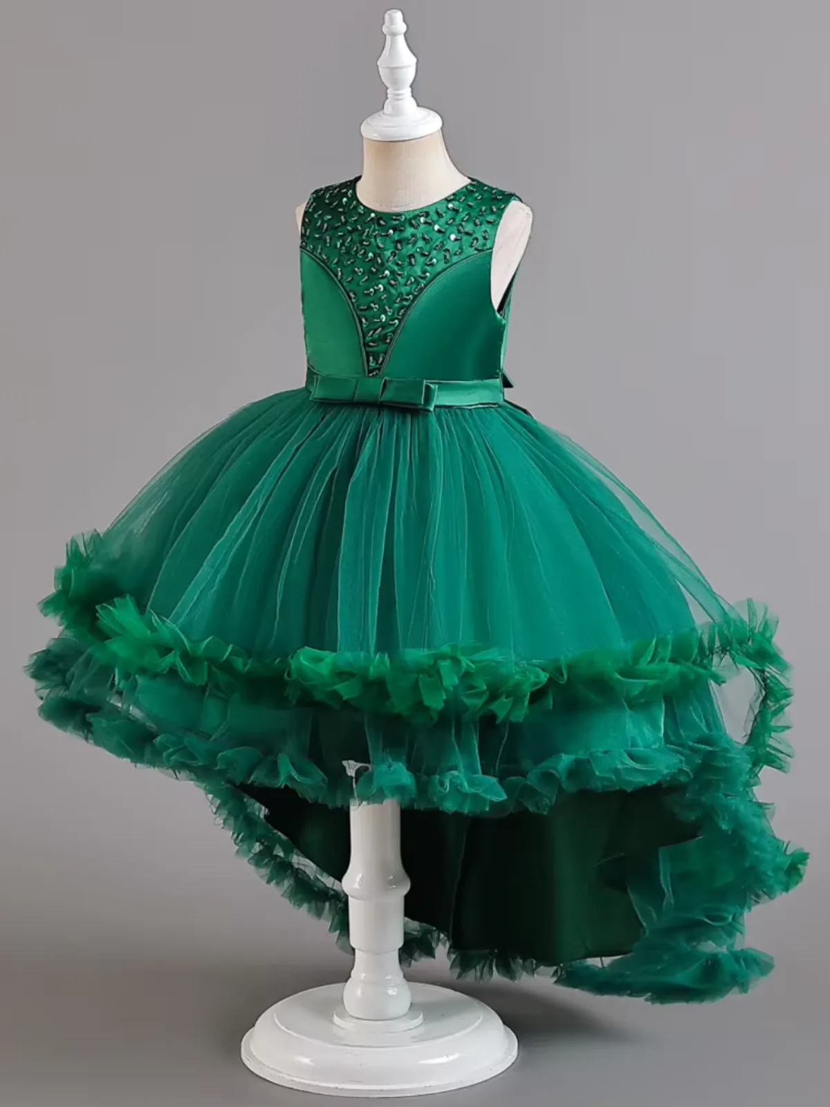 Elegant Emerald Hi-Lo Holiday Gown