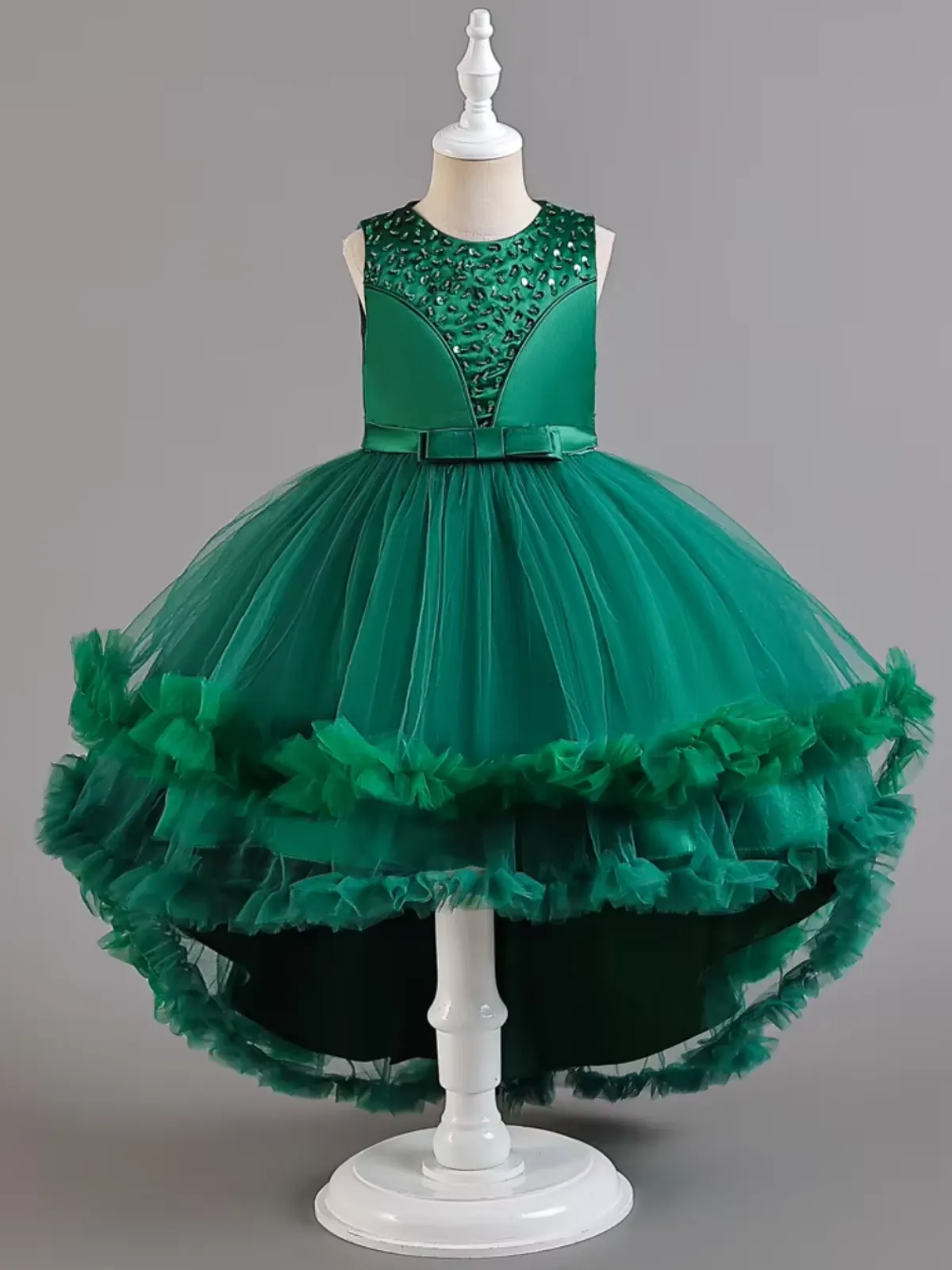 Elegant Emerald Hi-Lo Holiday Gown