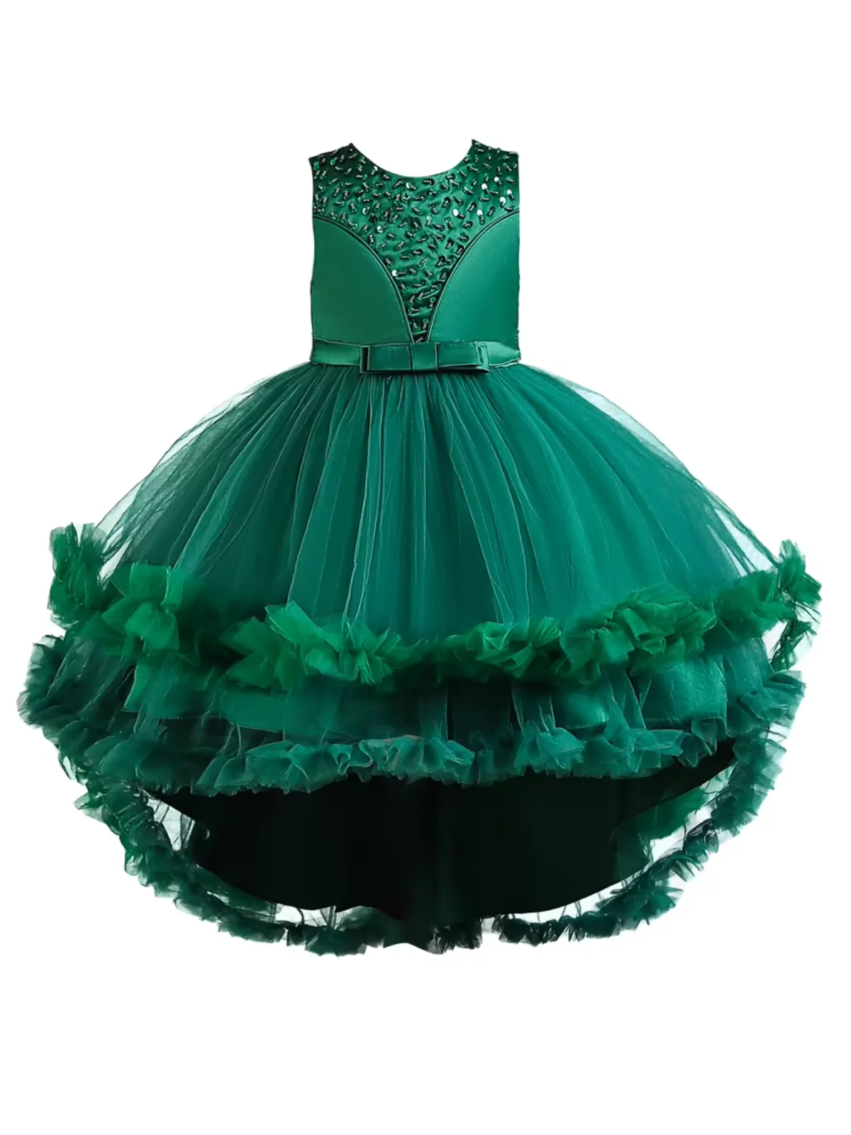 Elegant Emerald Hi-Lo Holiday Gown