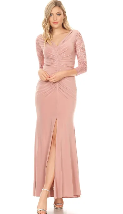 Elegant Lace   Sequin Sleeved Gown