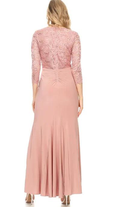 Elegant Lace   Sequin Sleeved Gown