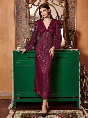 Elegant Lace Sequined Party Evening Dress