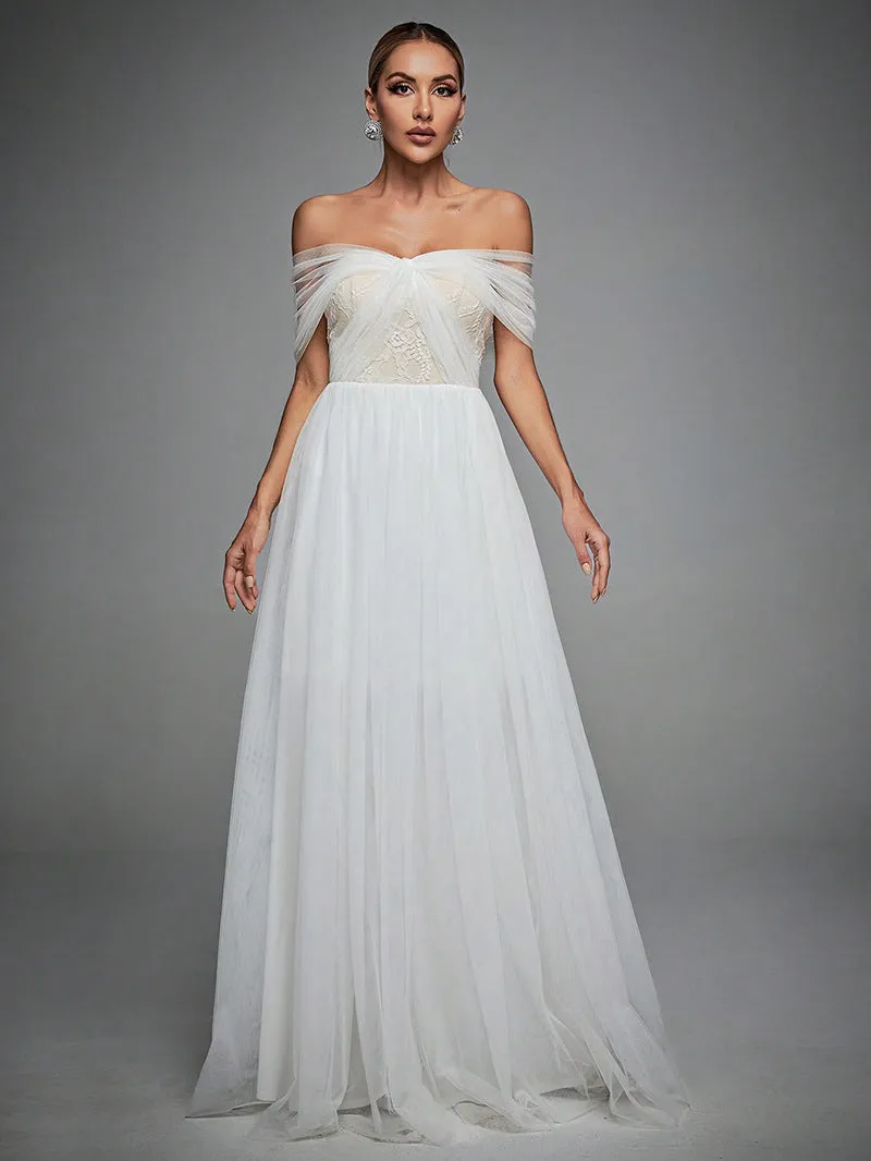 Elegant Off Shoulder Backless Twisted Evening Dress