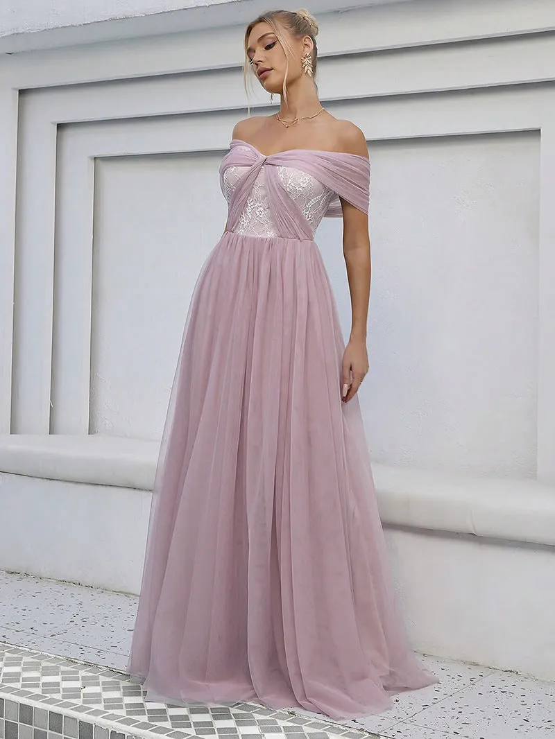 Elegant Off Shoulder Backless Twisted Evening Dress