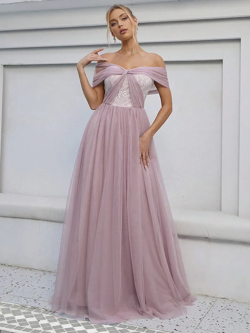 Elegant Off Shoulder Backless Twisted Evening Dress