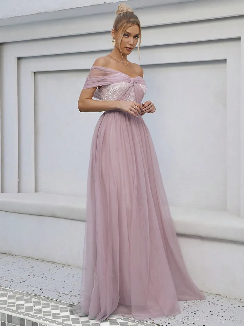 Elegant Off Shoulder Backless Twisted Evening Dress