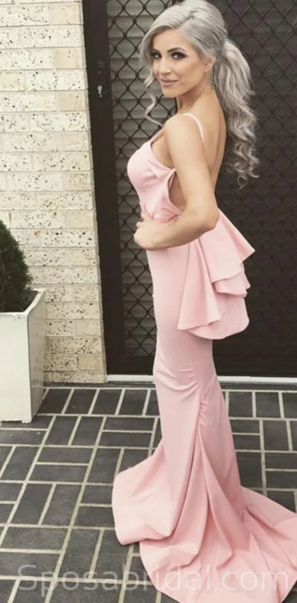 Elegant Spaghetti Straps Mermaid Sweetheart Ruffles Back Bridesmaid Dresses, WG535