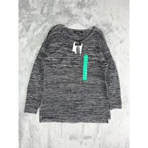 Ellen Tracy NWT Space Dye Knit Sweater XL Black White Round Neck Minimalist