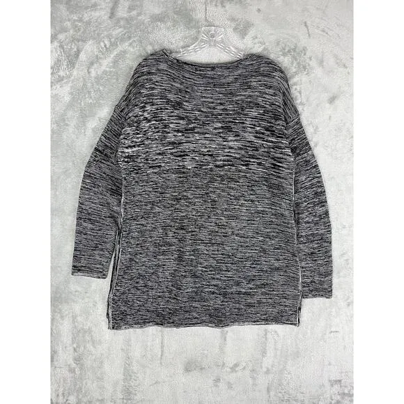 Ellen Tracy NWT Space Dye Knit Sweater XL Black White Round Neck Minimalist