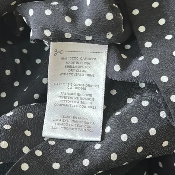 Equipment 100% Silk Polka Dot Mari Mini Dress size Small