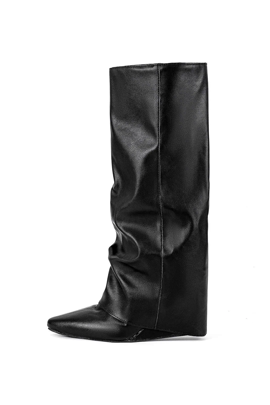 Esther - Elegant Almond Toe Woman's Mid Calf Boots