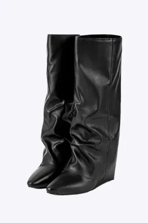 Esther - Elegant Almond Toe Woman's Mid Calf Boots