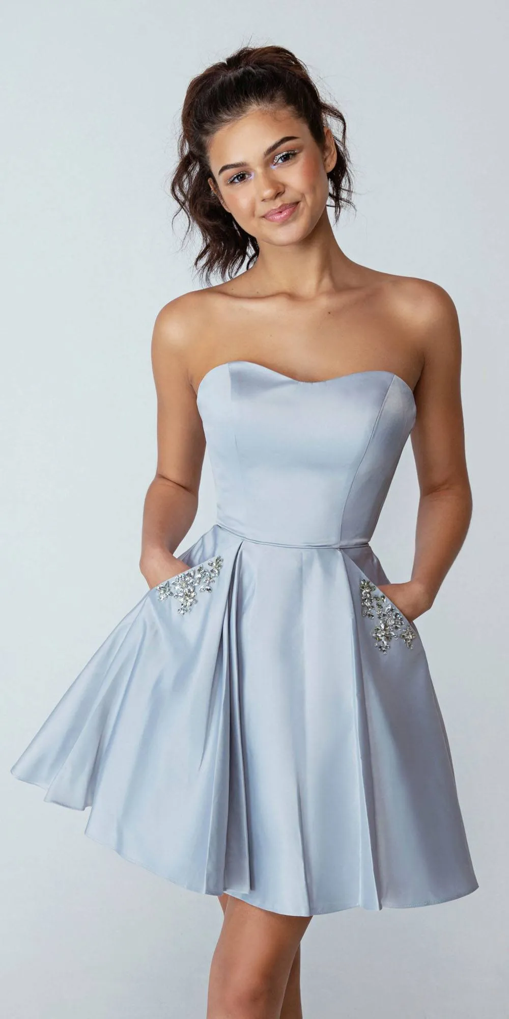 Eureka 6622 Strapless Short A-Line Dress with Pockets