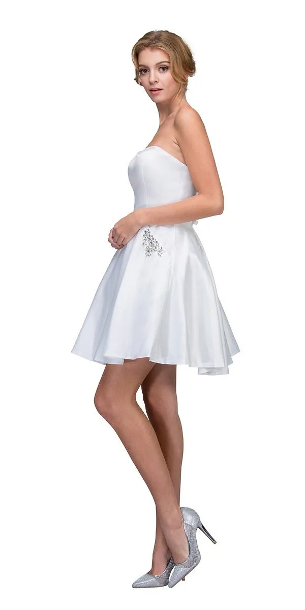 Eureka 6622 Strapless Short A-Line Dress with Pockets