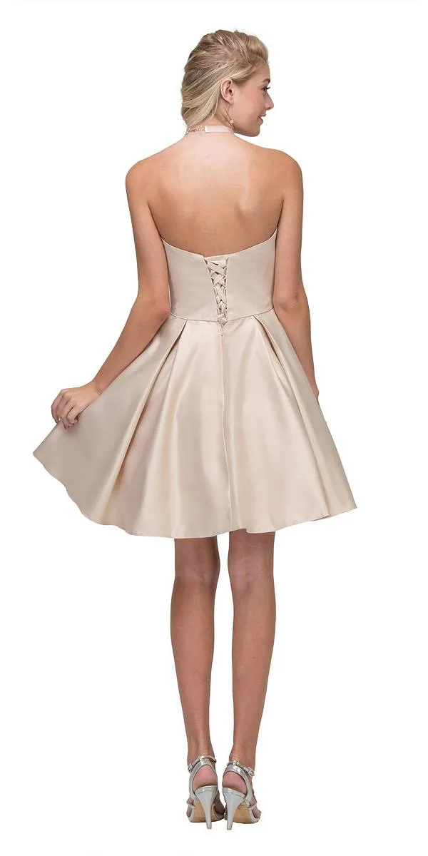 Eureka 6622 Strapless Short A-Line Dress with Pockets