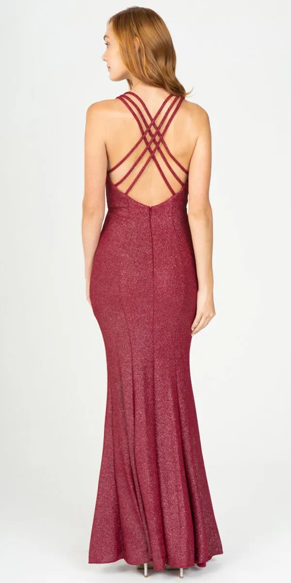 Eureka 8010 V-Neck Mermaid Long Dress Strappy Back