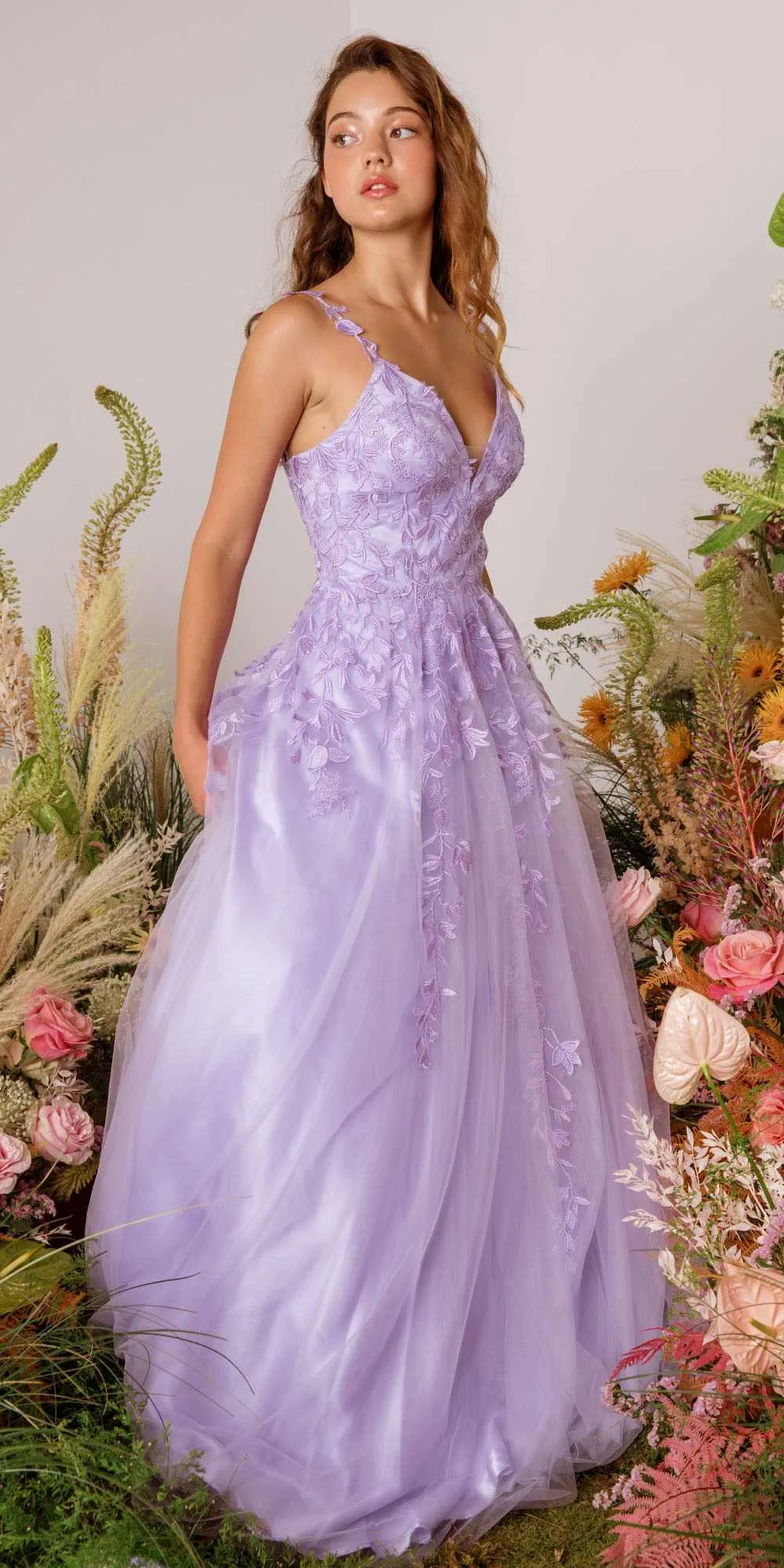 Eureka 9858 Floor Length A-Line Glitter Mesh Gown