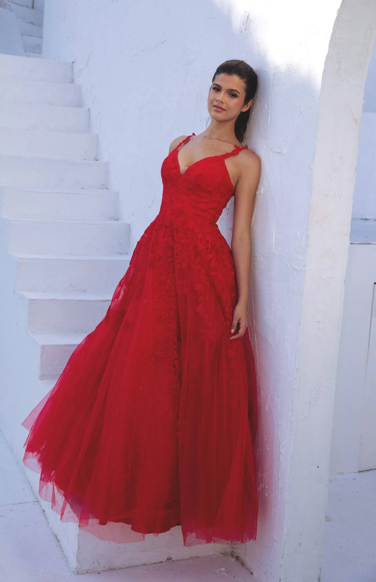 Eureka 9858 Floor Length A-Line Glitter Mesh Gown