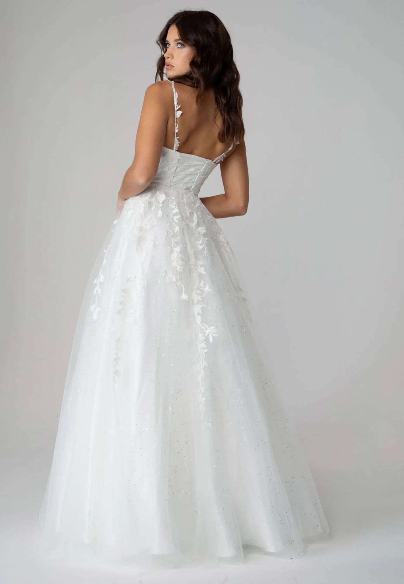 Eureka 9858 Floor Length A-Line Glitter Mesh Gown