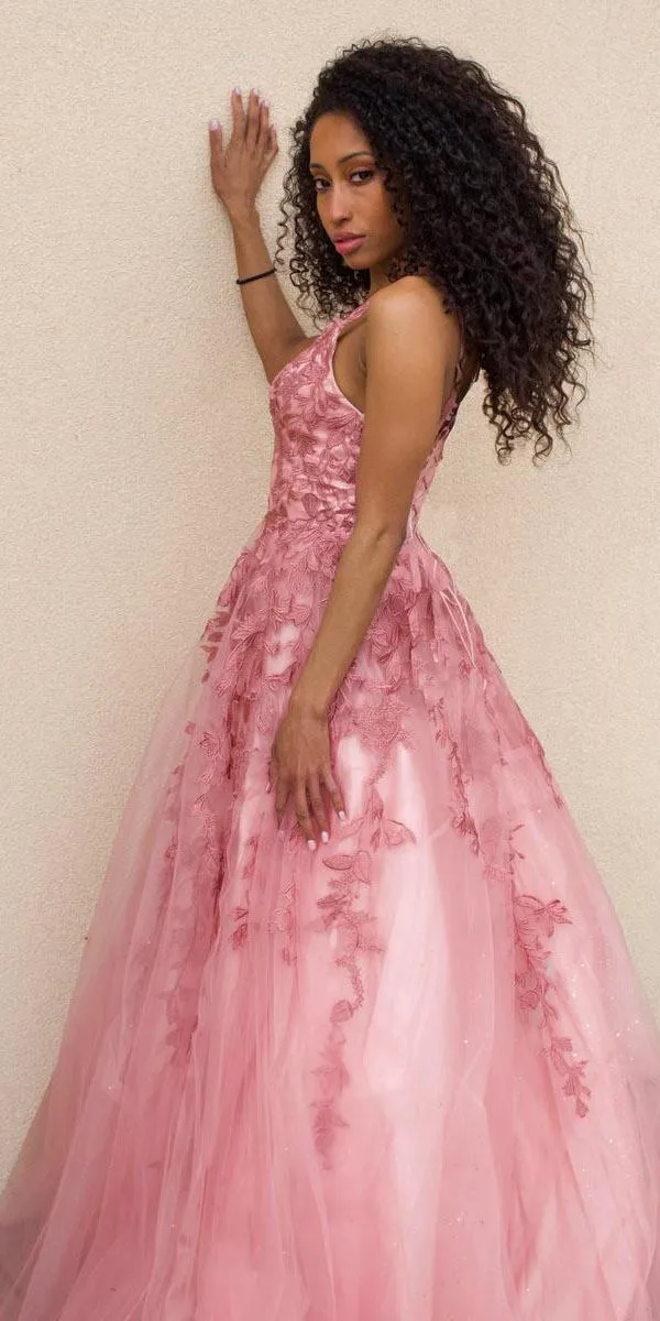 Eureka 9858 Floor Length A-Line Glitter Mesh Gown