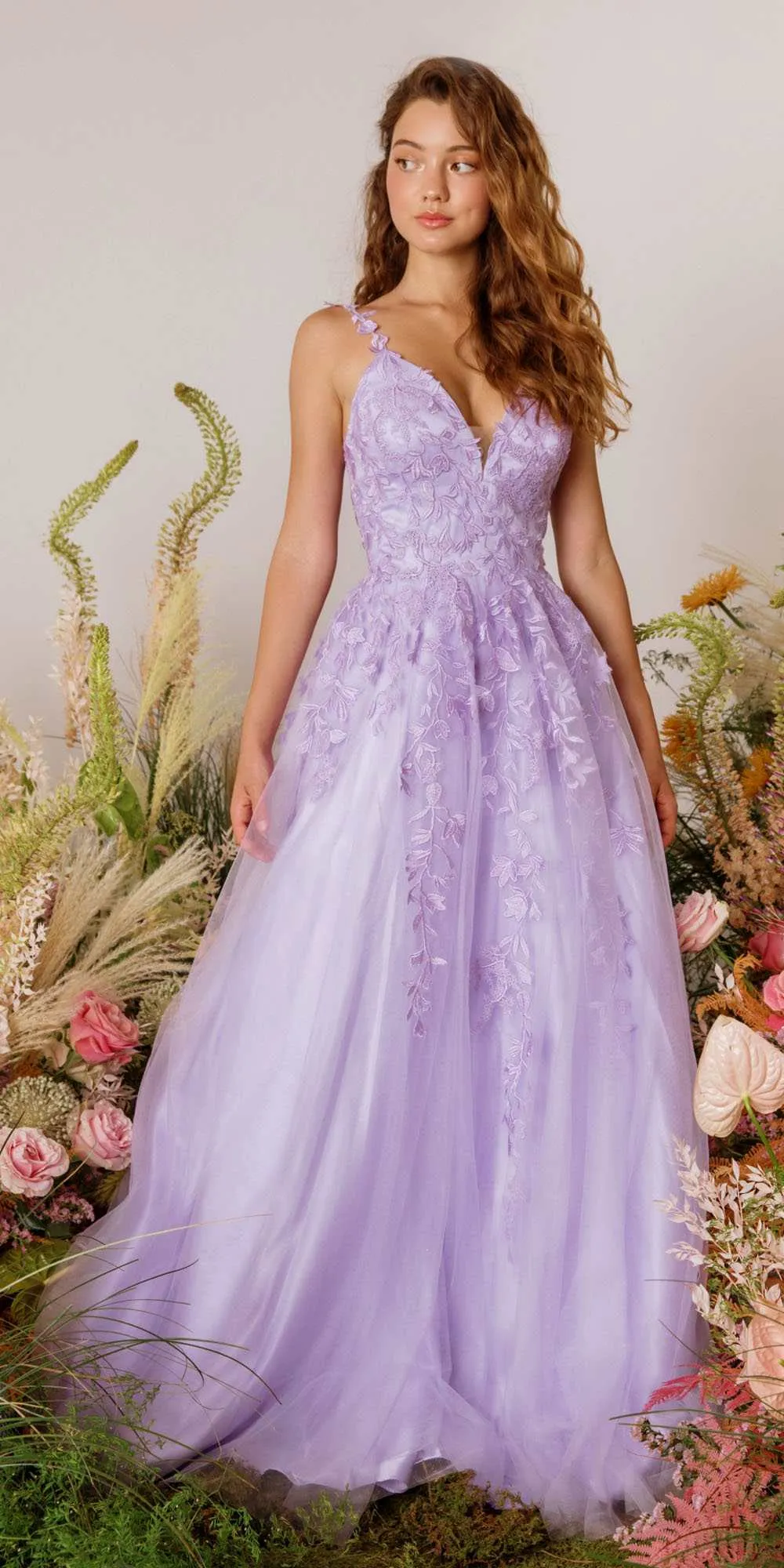 Eureka 9858 Floor Length A-Line Glitter Mesh Gown