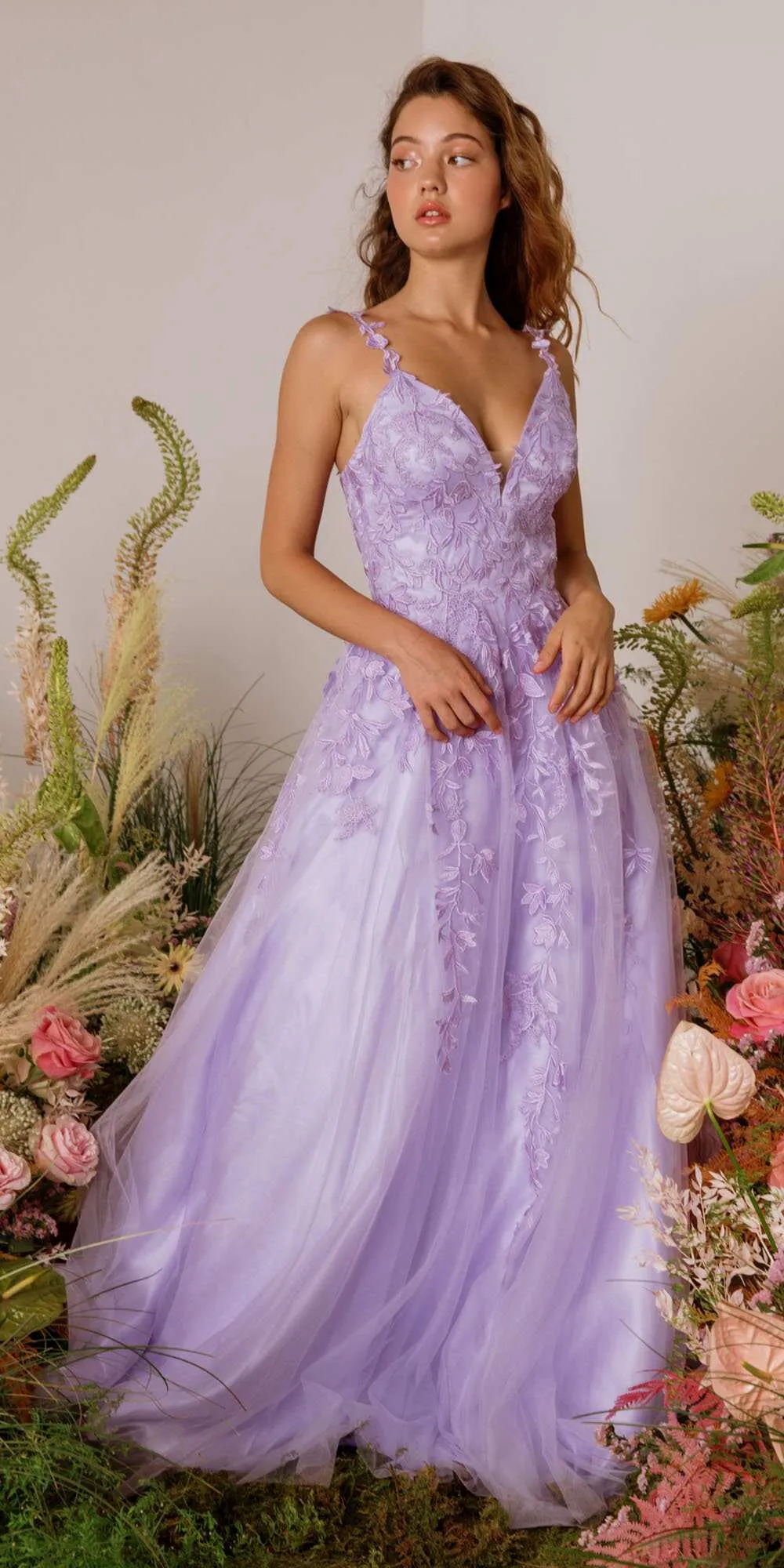 Eureka 9858 Floor Length A-Line Glitter Mesh Gown