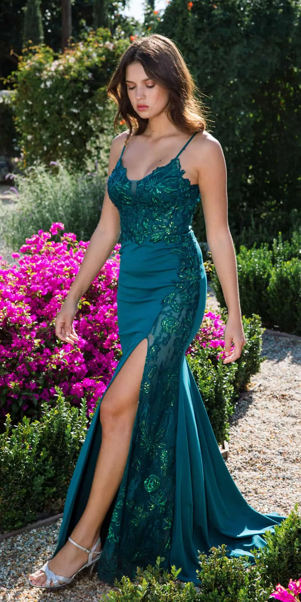 Eureka 9889 Long Mermaid Gown with Side Slit
