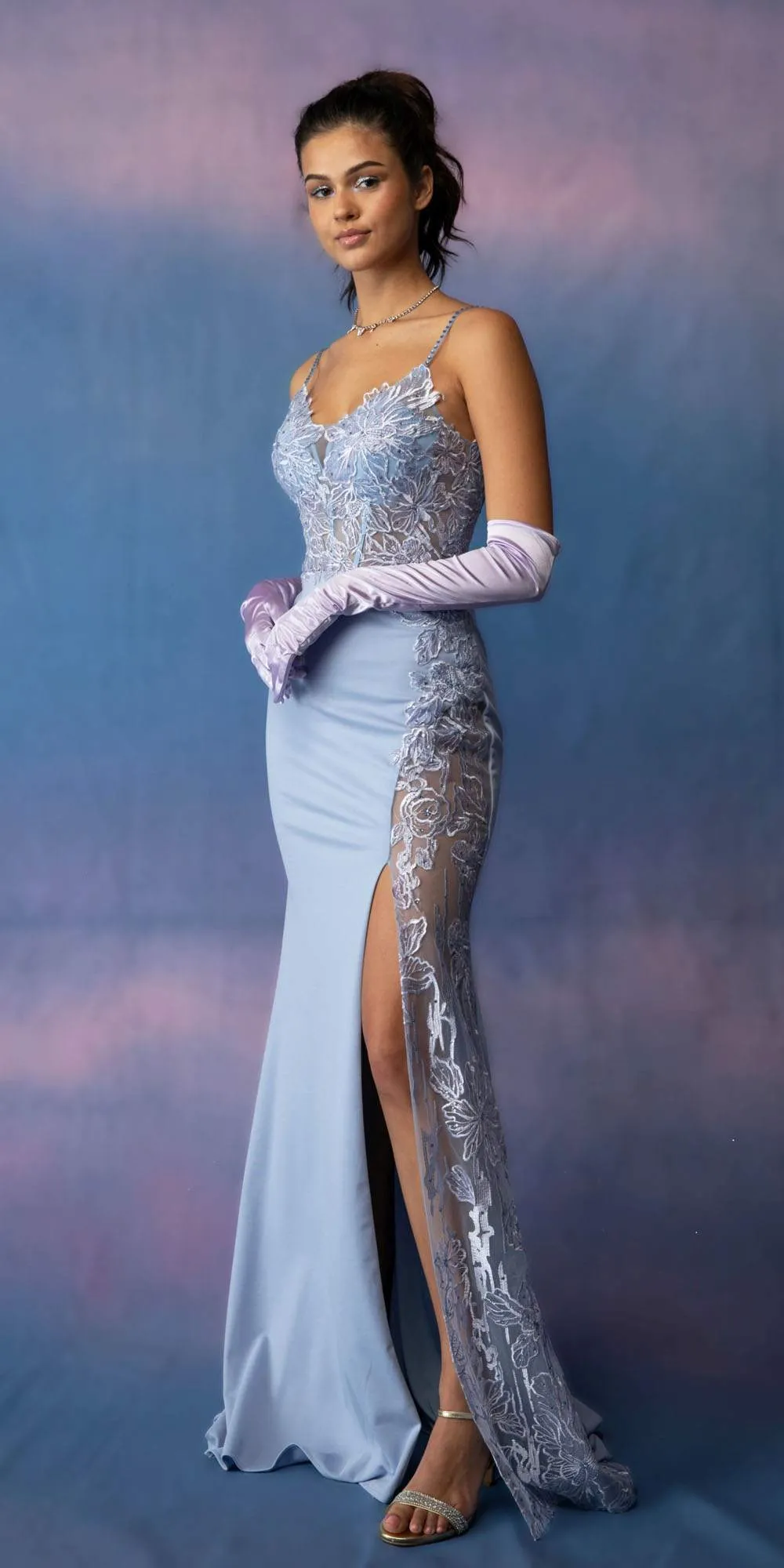 Eureka 9889 Long Mermaid Gown with Side Slit
