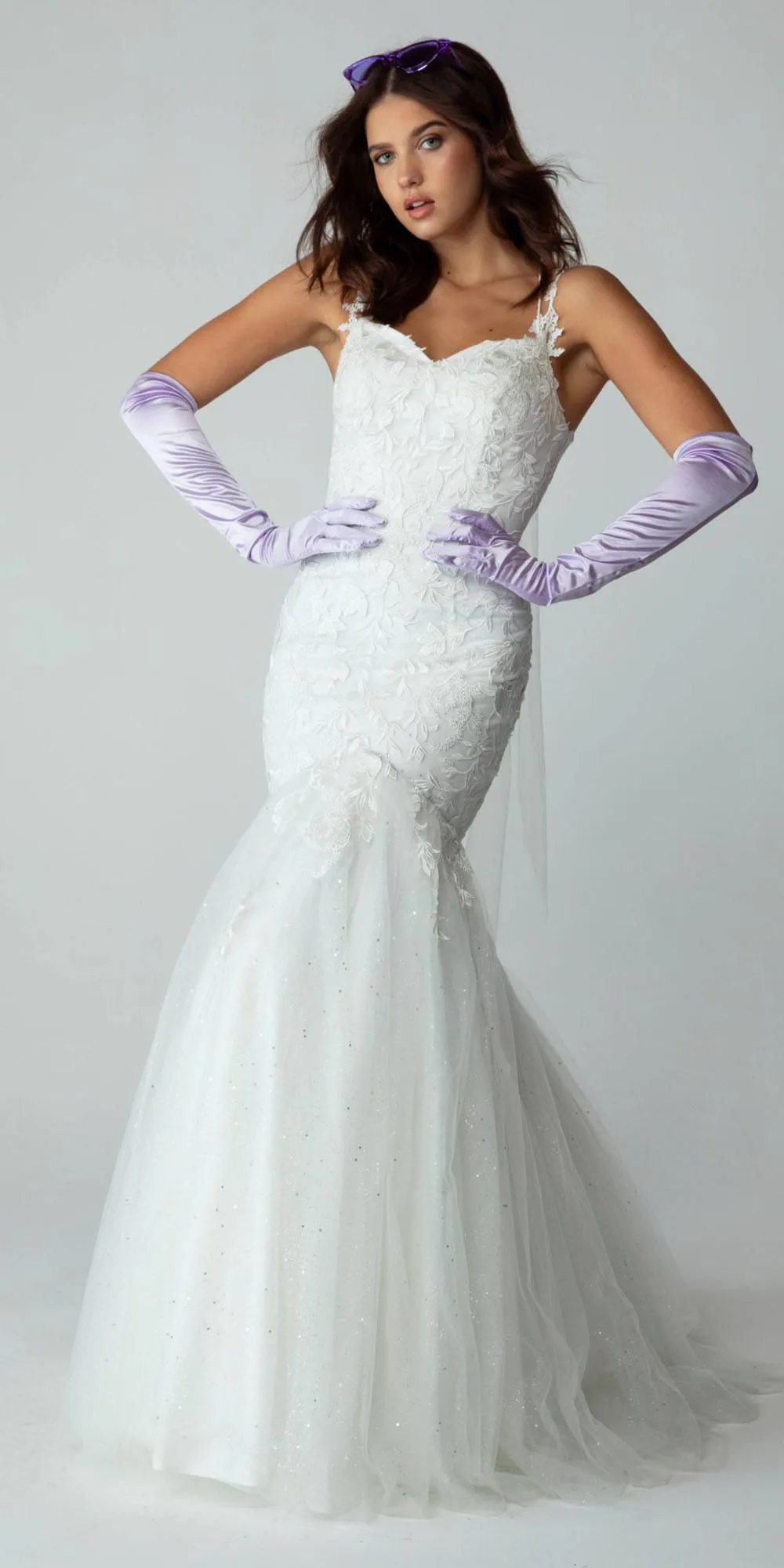 Eureka 9957A Glitter Mesh 3D Lace Embroidery Mermaid Gown