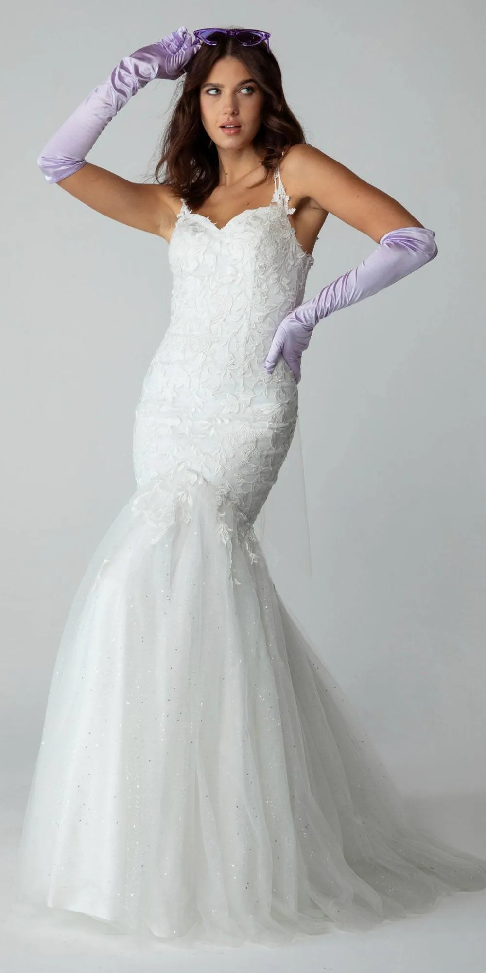 Eureka 9957A Glitter Mesh 3D Lace Embroidery Mermaid Gown