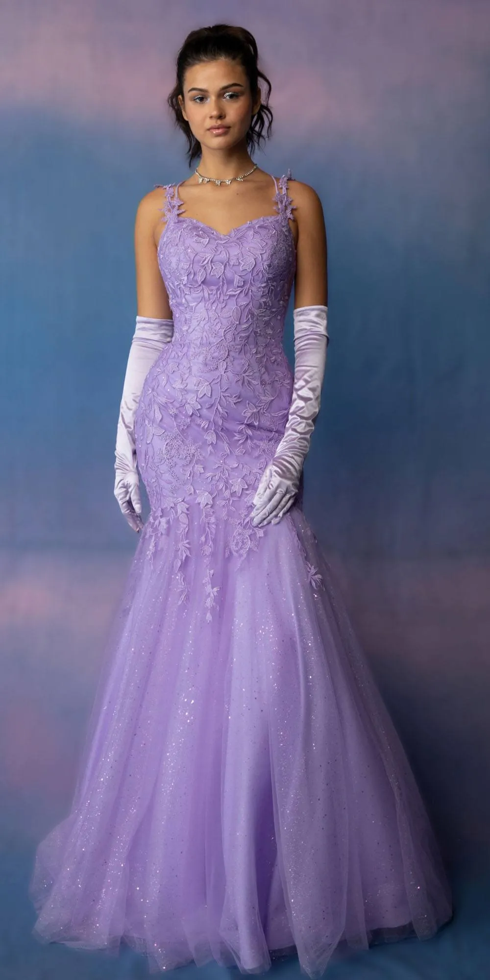 Eureka 9957A Glitter Mesh 3D Lace Embroidery Mermaid Gown