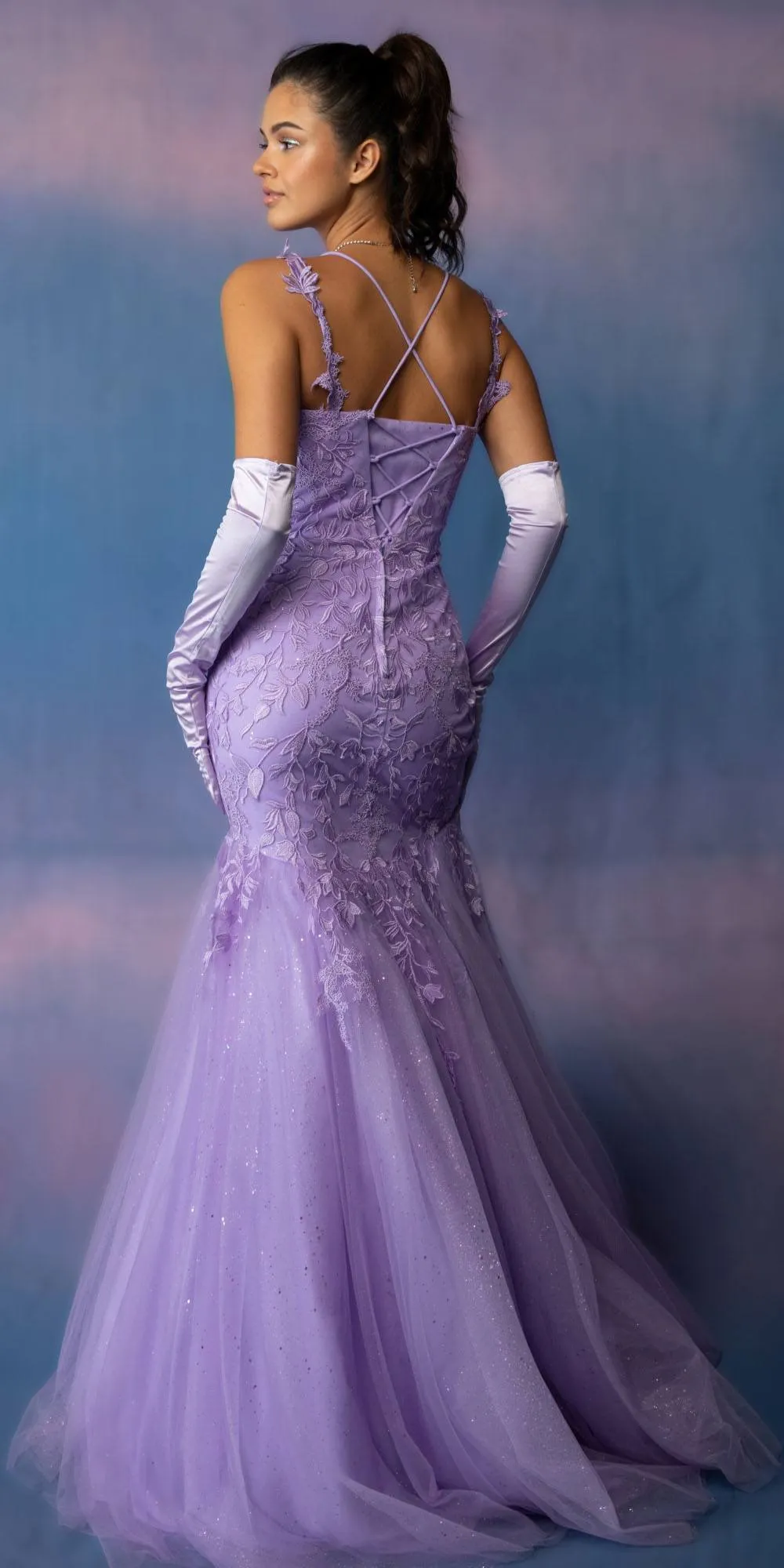 Eureka 9957A Glitter Mesh 3D Lace Embroidery Mermaid Gown
