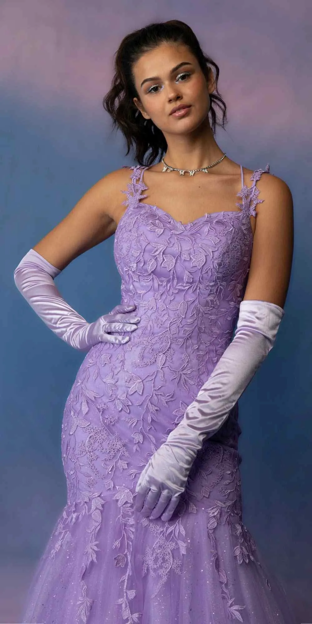 Eureka 9957A Glitter Mesh 3D Lace Embroidery Mermaid Gown