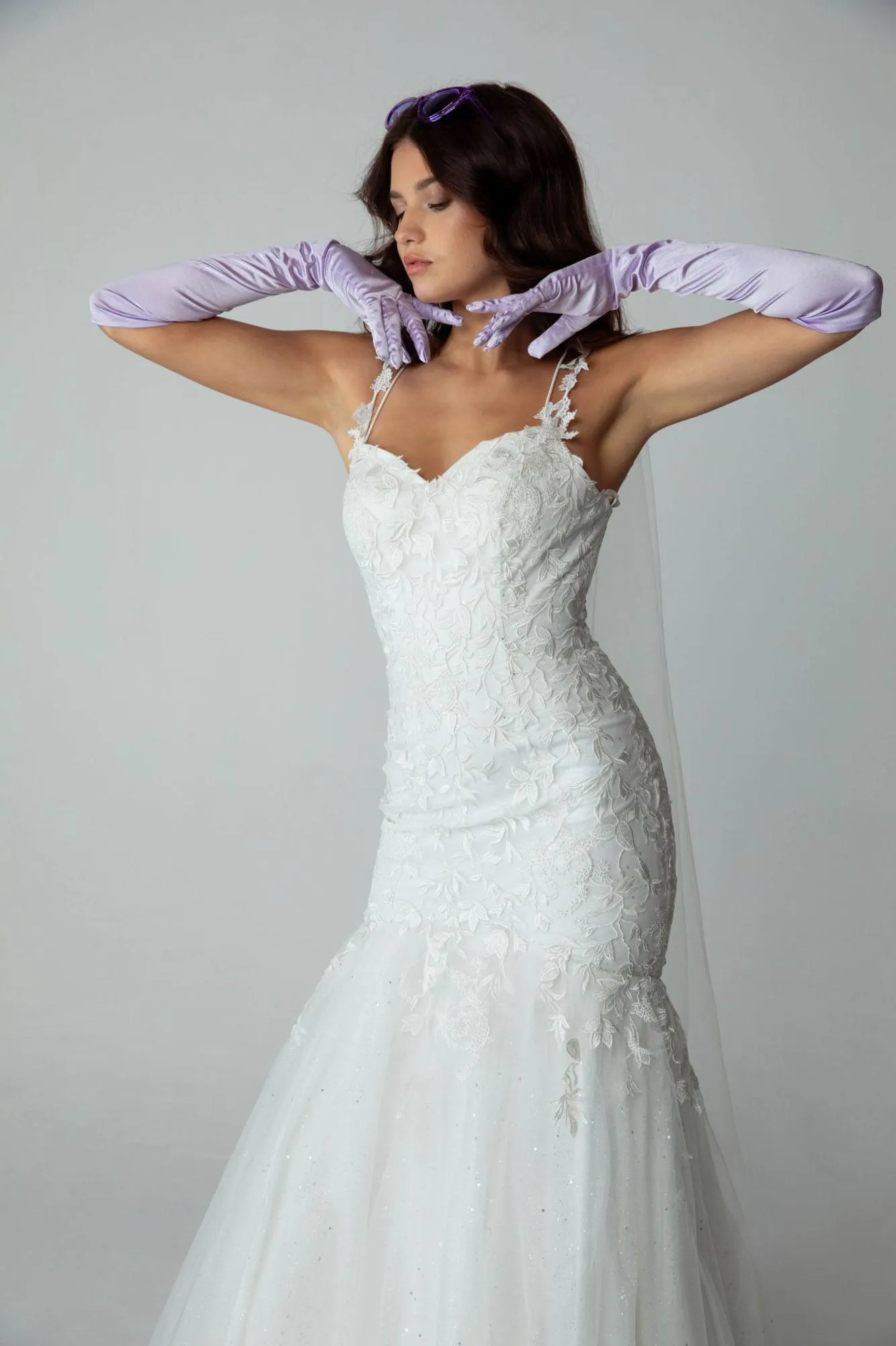 Eureka 9957A Glitter Mesh 3D Lace Embroidery Mermaid Gown