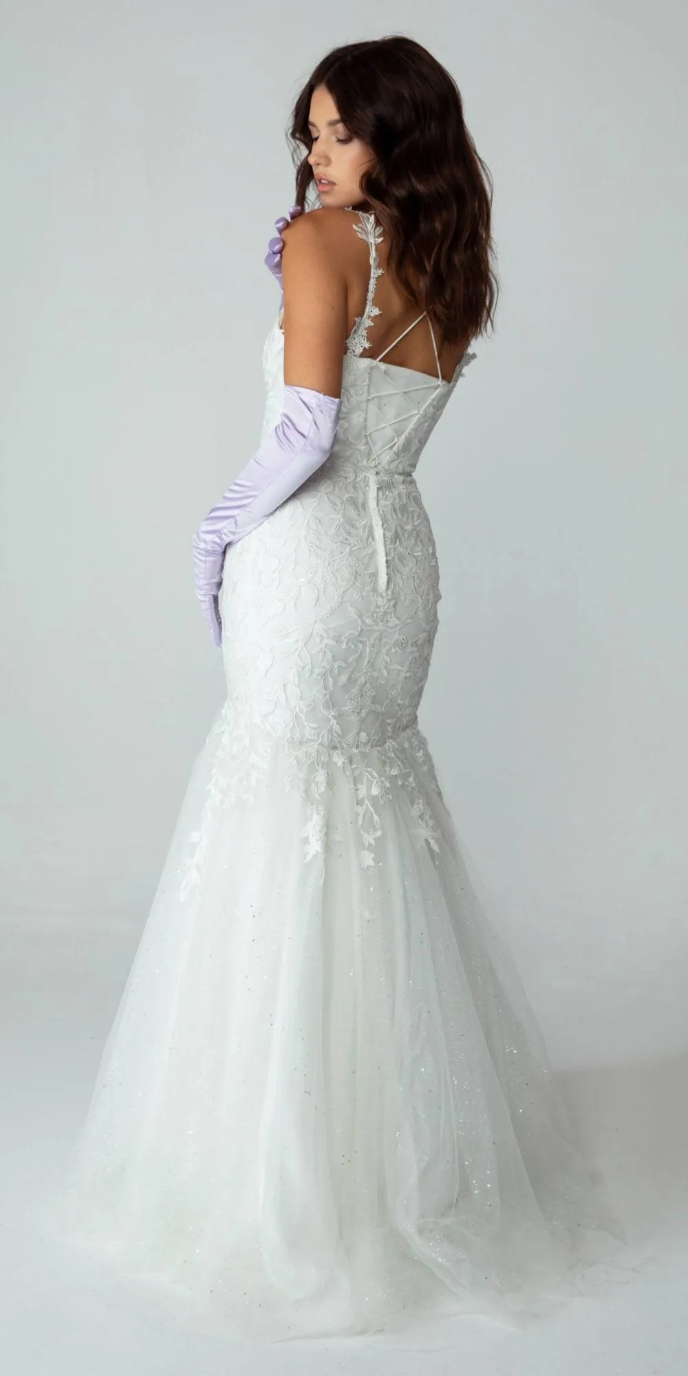 Eureka 9957A Glitter Mesh 3D Lace Embroidery Mermaid Gown