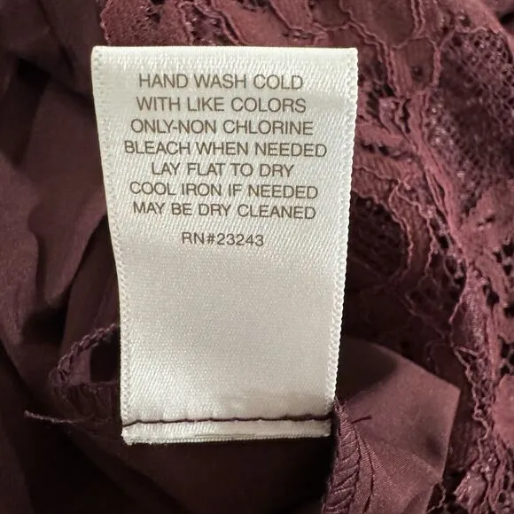 Eva Mendes Womens Lace Midi Dress 12 Tall Burgundy 3/4 Sleeve Formal Wedding